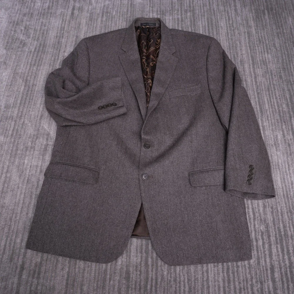 Macy's Men's Store Sport Coat Mens Brown Excellent Wool Cashmere Herringbone